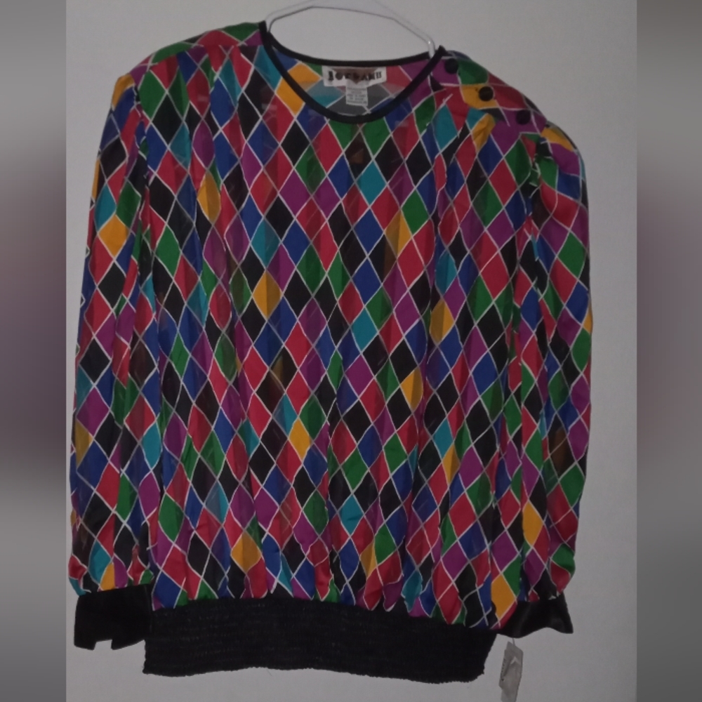 Vintage Sheer Jordan Woman Multi-Color Blouse Size 40/20W